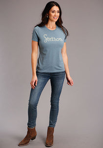 Stetson Women's Slate Blue Stetson Logo T-Shirt