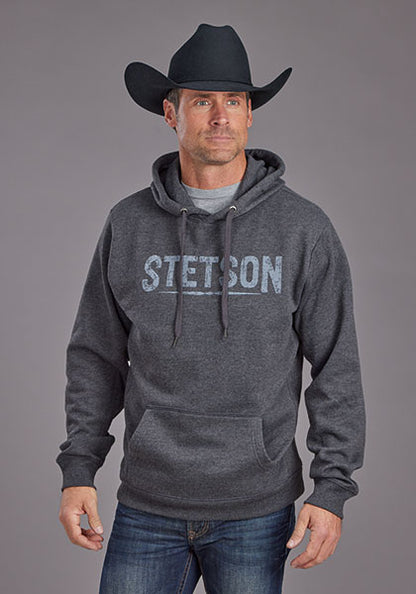 Stetson Men's Heather Charcoal Distressed Hoodie