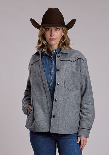 Stetson Women's Grey Wool Blend Shirt Jacket