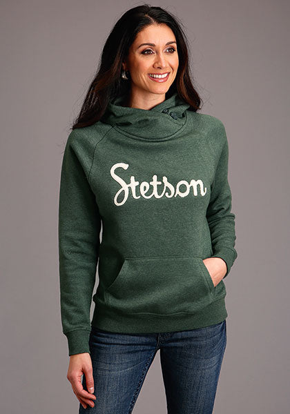 Stetson Women's Heather Green Embroidery Hoodie