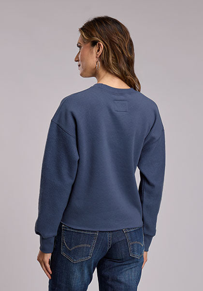 Stetson Women's Navy Cropped Crew Neck Pullover