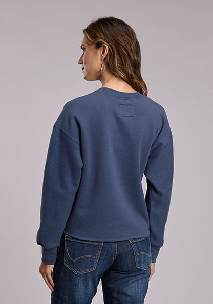 Stetson Women's Navy Cropped Crew Neck Pullover