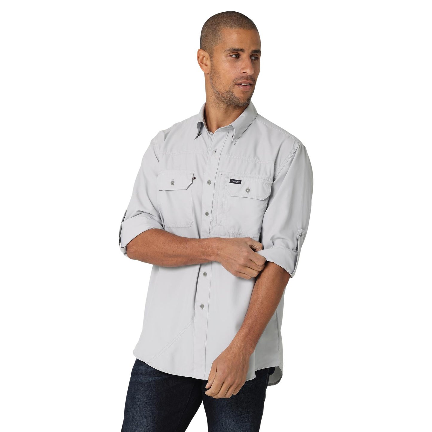 Wrangler Men's Performance Light Gray Western Shirt