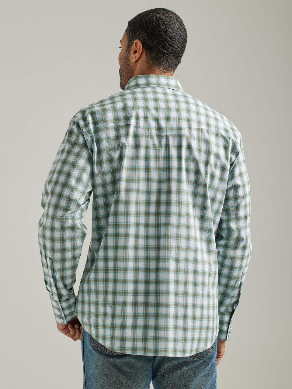 Wrangler Men's Big & Tall Green Plaid Western Shirt