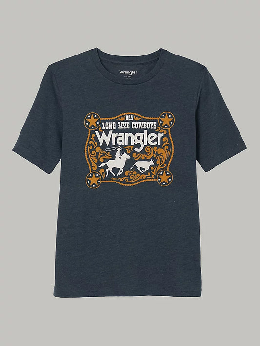 Wrangler Boy's Heather Navy Buckle Graphic T-Shirt