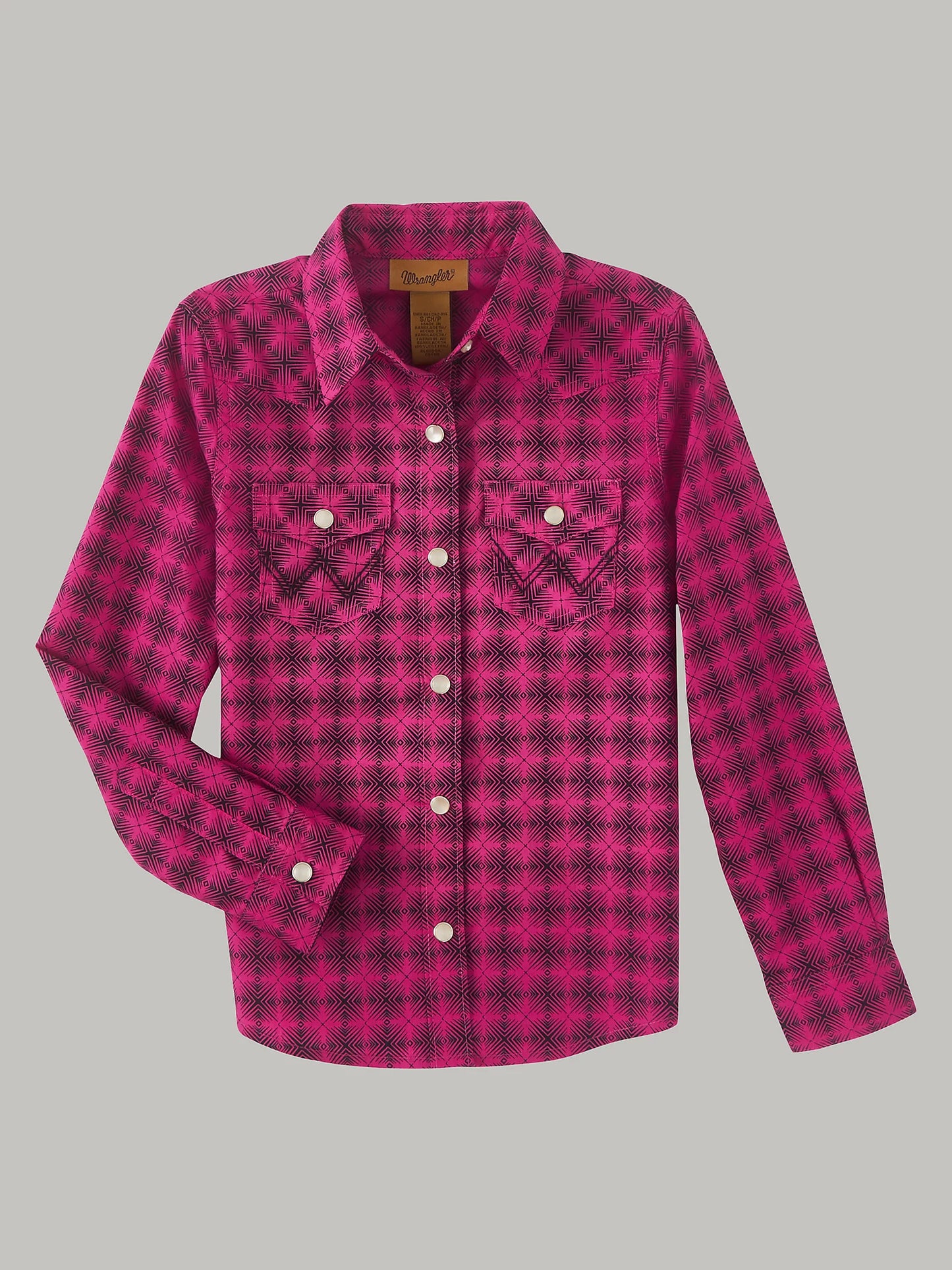 Wrangler Girl's Magenta Radiating Diamond Western Shirt