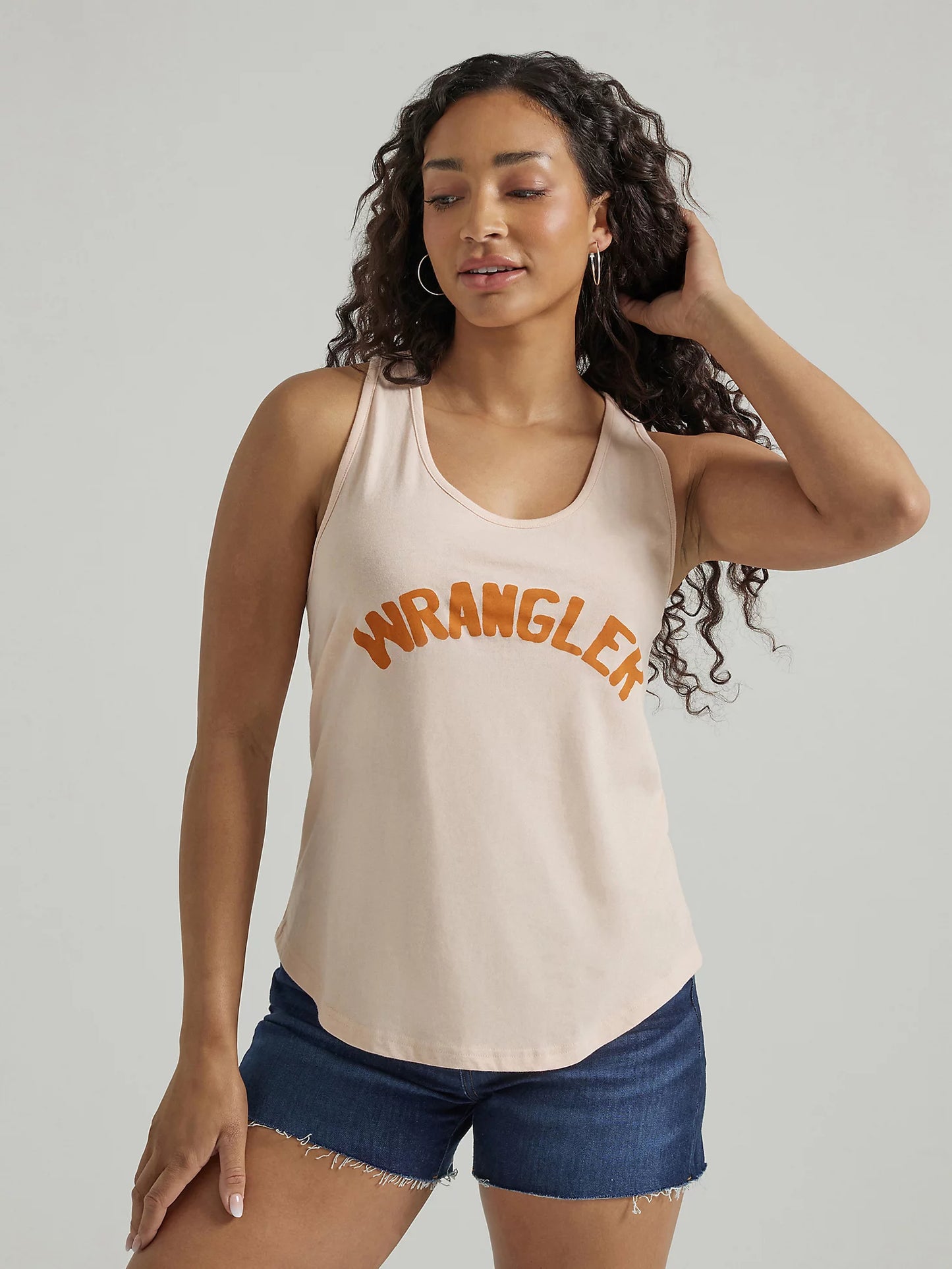 Wrangler Women's Peach Racerback Logo Tank Top