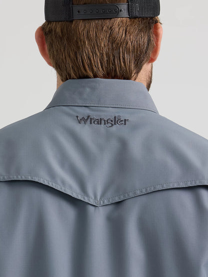 Wrangler Men's Big & Tall Performance Stone Gray Western Shirt