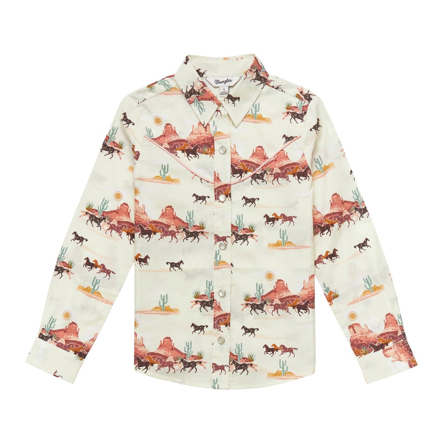 Wrangler Girl's Cream Running Wild Western Shirt