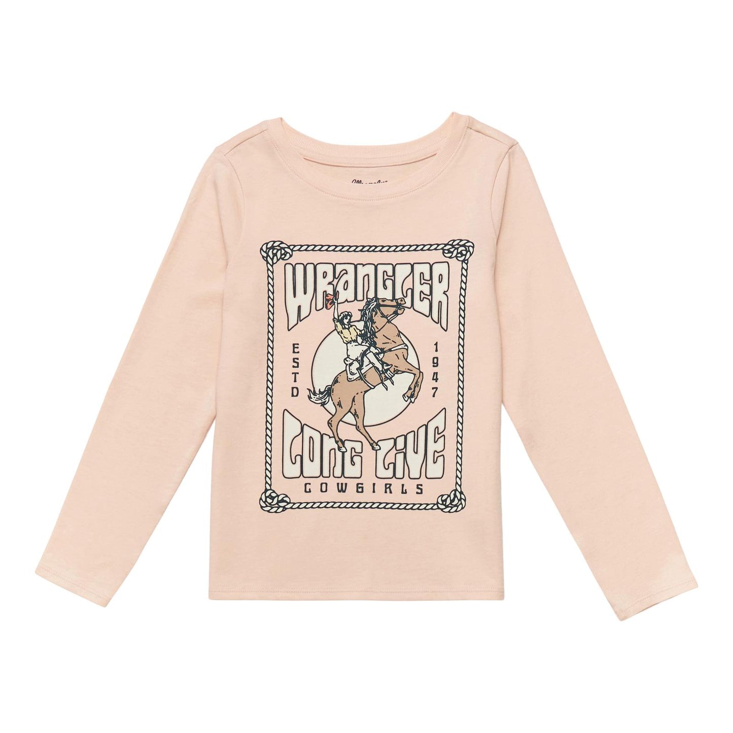 Wrangler Girl's Light Pink Long Live Cowgirls Long Sleeve T-Shirt