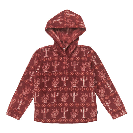 Wrangler Girl's Burgundy Southwest Cacti Fleece Hoodie