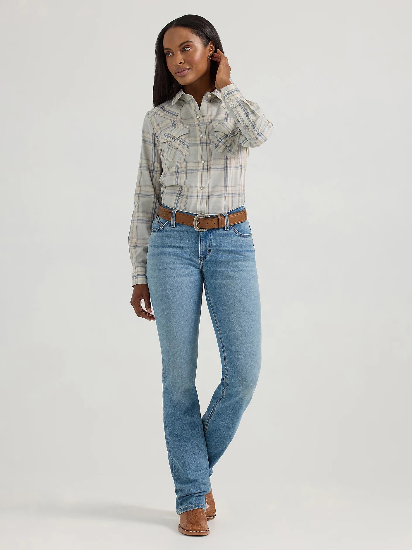 Wrangler Women's Essential Wispy Blue Plaid Western Shirt