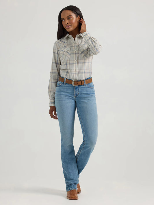 Wrangler Women's Essential Wispy Blue Plaid Western Shirt