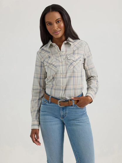 Wrangler Women's Essential Wispy Blue Plaid Western Shirt