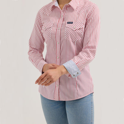 Wrangler Women's Red Stripe Western Shirt
