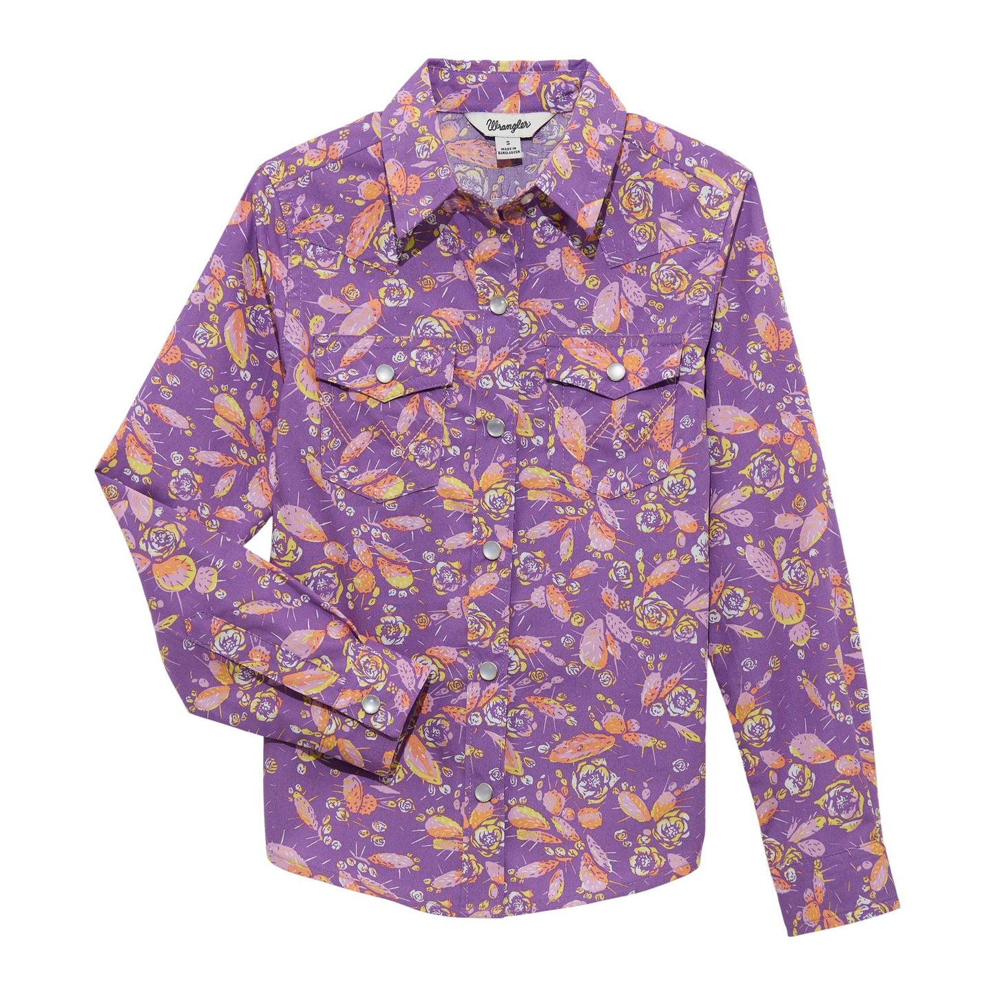 Wrangler Girl's Purple Cactus Western Shirt