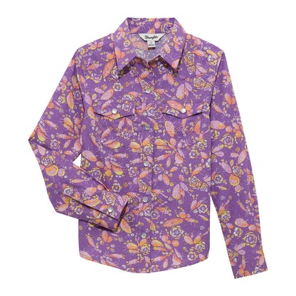 Wrangler Girl's Purple Cactus Western Shirt