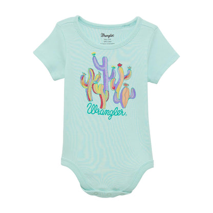 Wrangler Girl's Infant Teal Cactus Short Sleeve Bodysuit