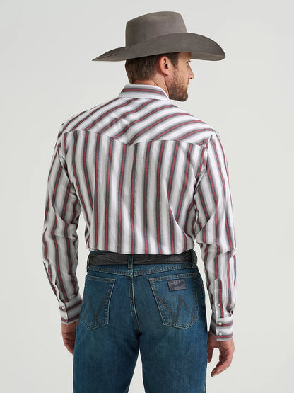 Wrangler Men's Big & Tall White Stripe 20X Competition Western Shirt