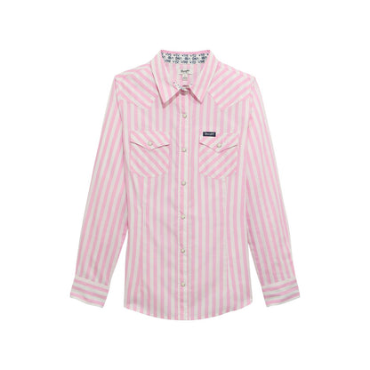 Wrangler Women's Retro Pink Stripe Snap Western Shirt