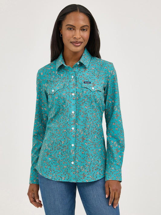 Wrangler Women's Performance Aria Green Western Shirt