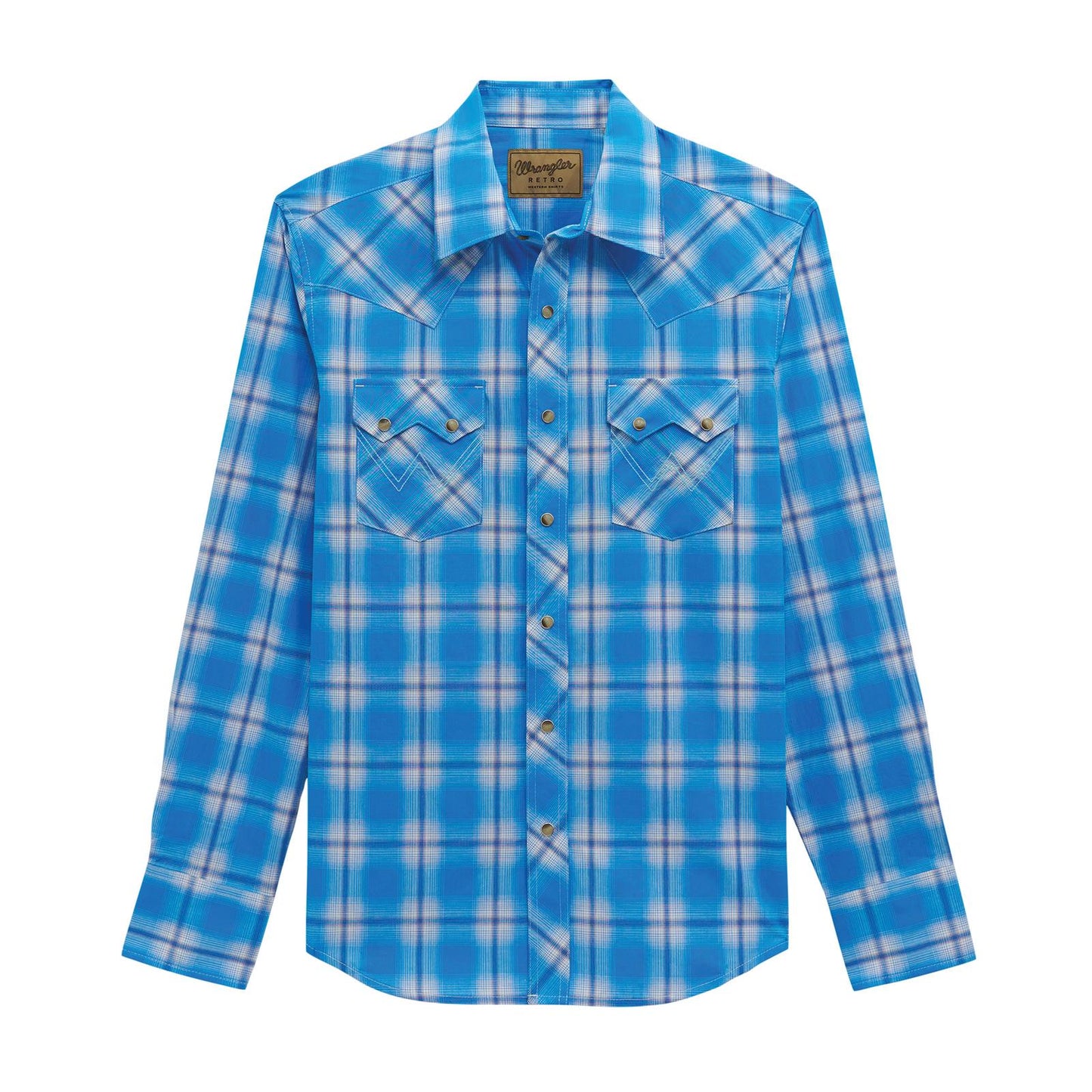 Wrangler Men's Blue/Yellow Plaid Retro Western Shirt