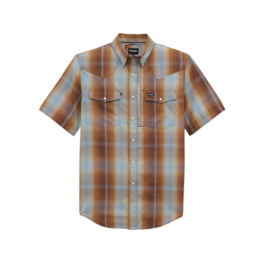 Wrangler Men's Sepia Ombre ATG Short Sleeve Western Shirt