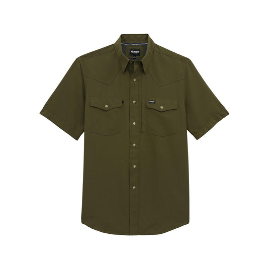 Wrangler Men's Olive Night ATG Short Sleeve Western Shirt