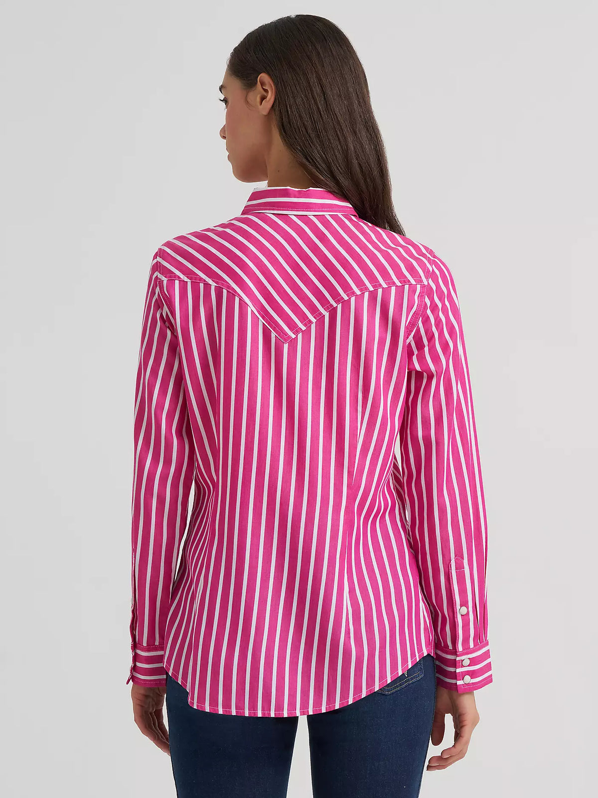 Wrangler Women's Pink Stripe Olivia Western Slim Snap Shirt