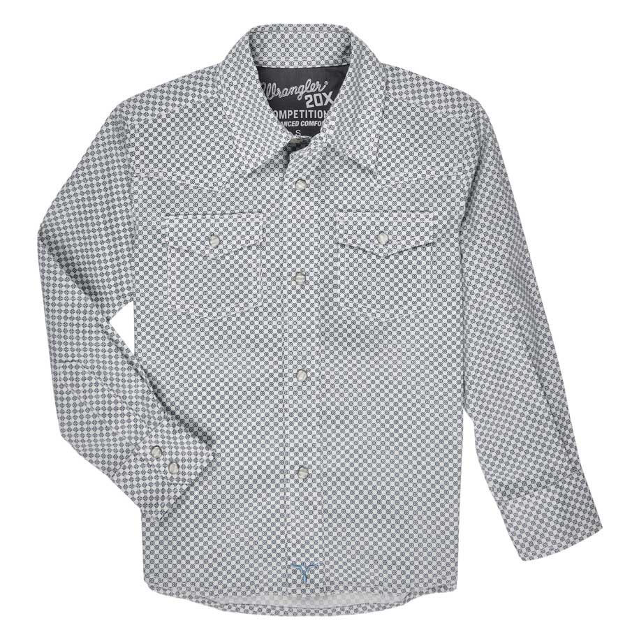 Wrangler Men's 20X Competition Blue/White Print Western Shirt