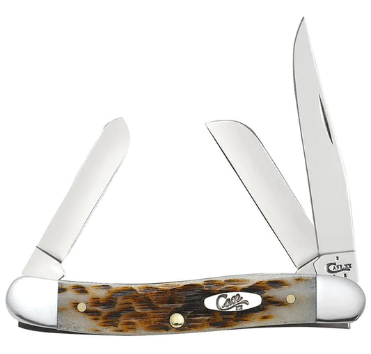 Case Amber Bone Peach Seed Jig Medium Stockman Knife