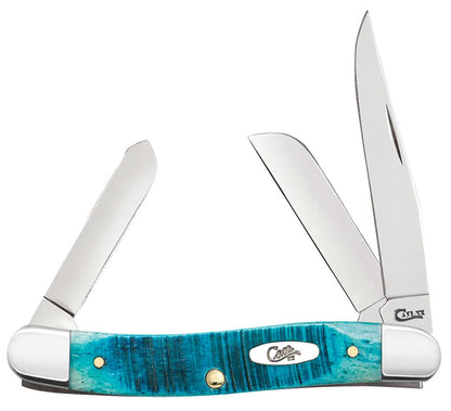 Case Sawcut Jig Caribbean Blue Bone Medium Stockman Knife