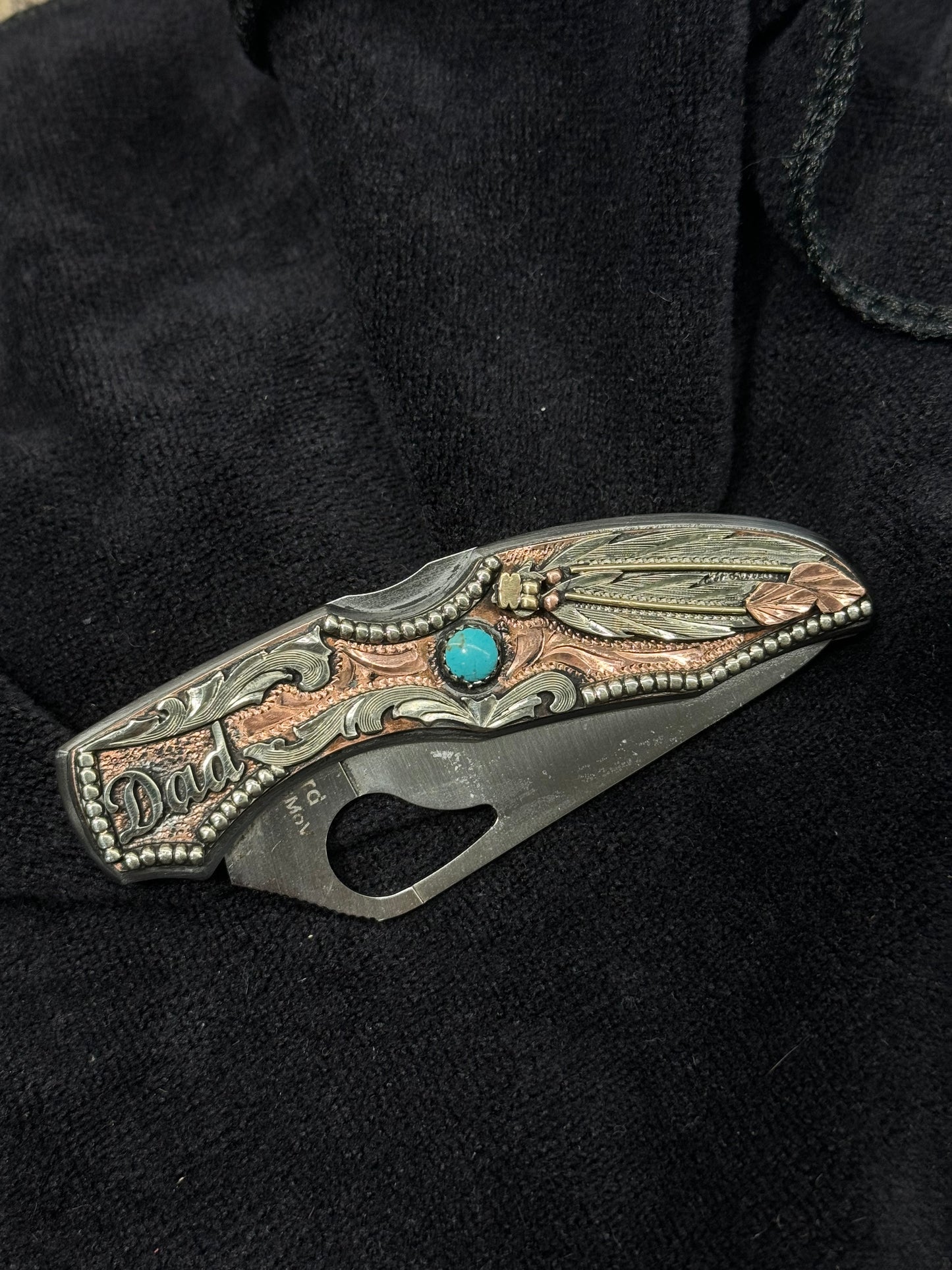 Rowdy Rose Engraved "Dad" Knife