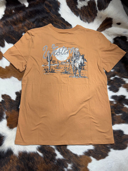 Rock & Roll Men's Camel Western Cowboy T-Shirt
