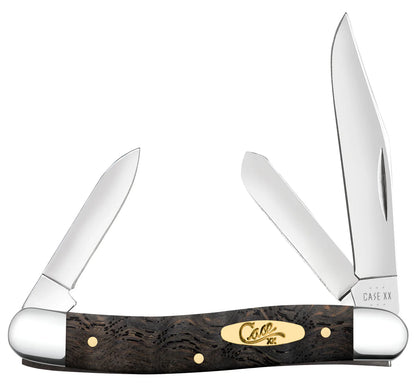 Case Smooth Black Curly Oak Wood Medium Stockman Knife