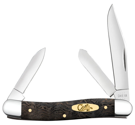 Case Smooth Black Curly Oak Wood Medium Stockman Knife