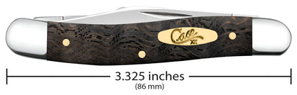 Case Smooth Black Curly Oak Wood Medium Stockman Knife