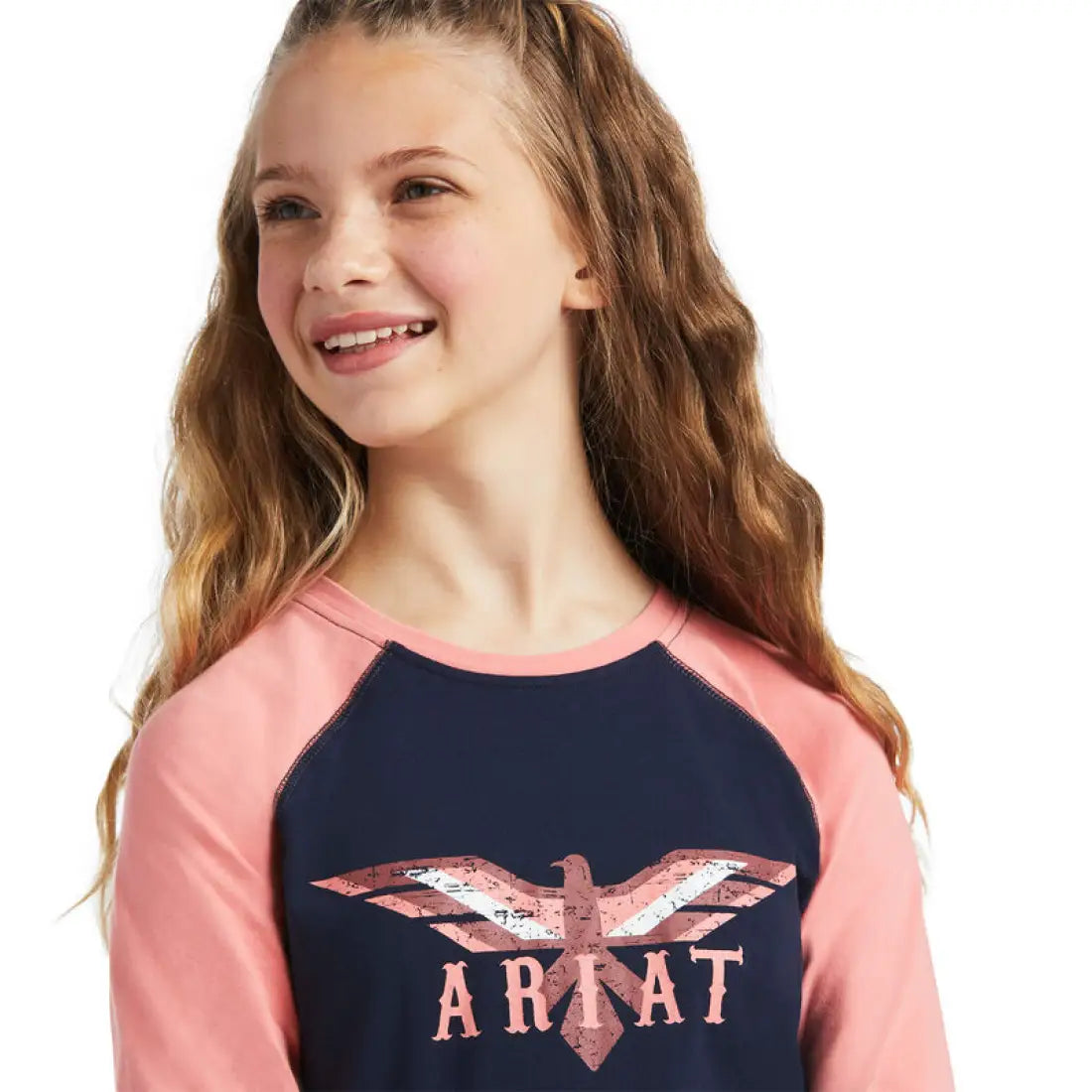 $15: Ariat Girl’s Navy Peach Blossom Firebird T-Shirt Sale Girl’s T-Shirt