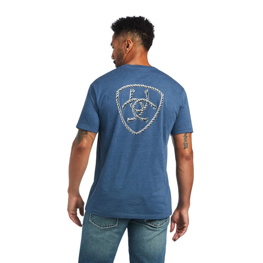 $15: Ariat Men’s Rope Shield Sailor Blue Heather T-Shirt Sale Men’s T-Shirt