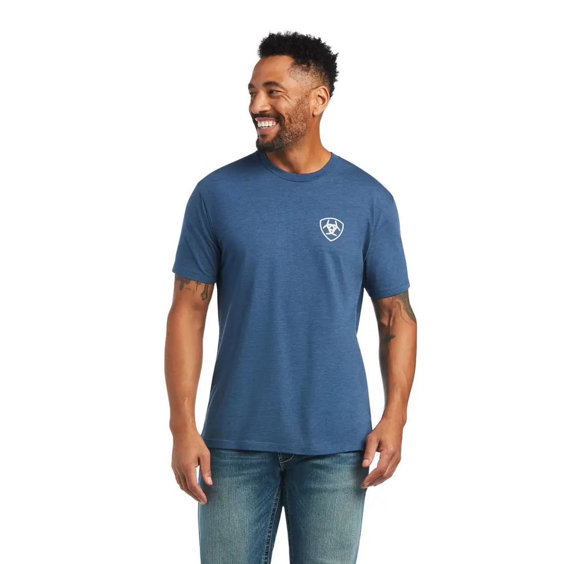 $15: Ariat Men’s Rope Shield Sailor Blue Heather T-Shirt Sale Men’s T-Shirt