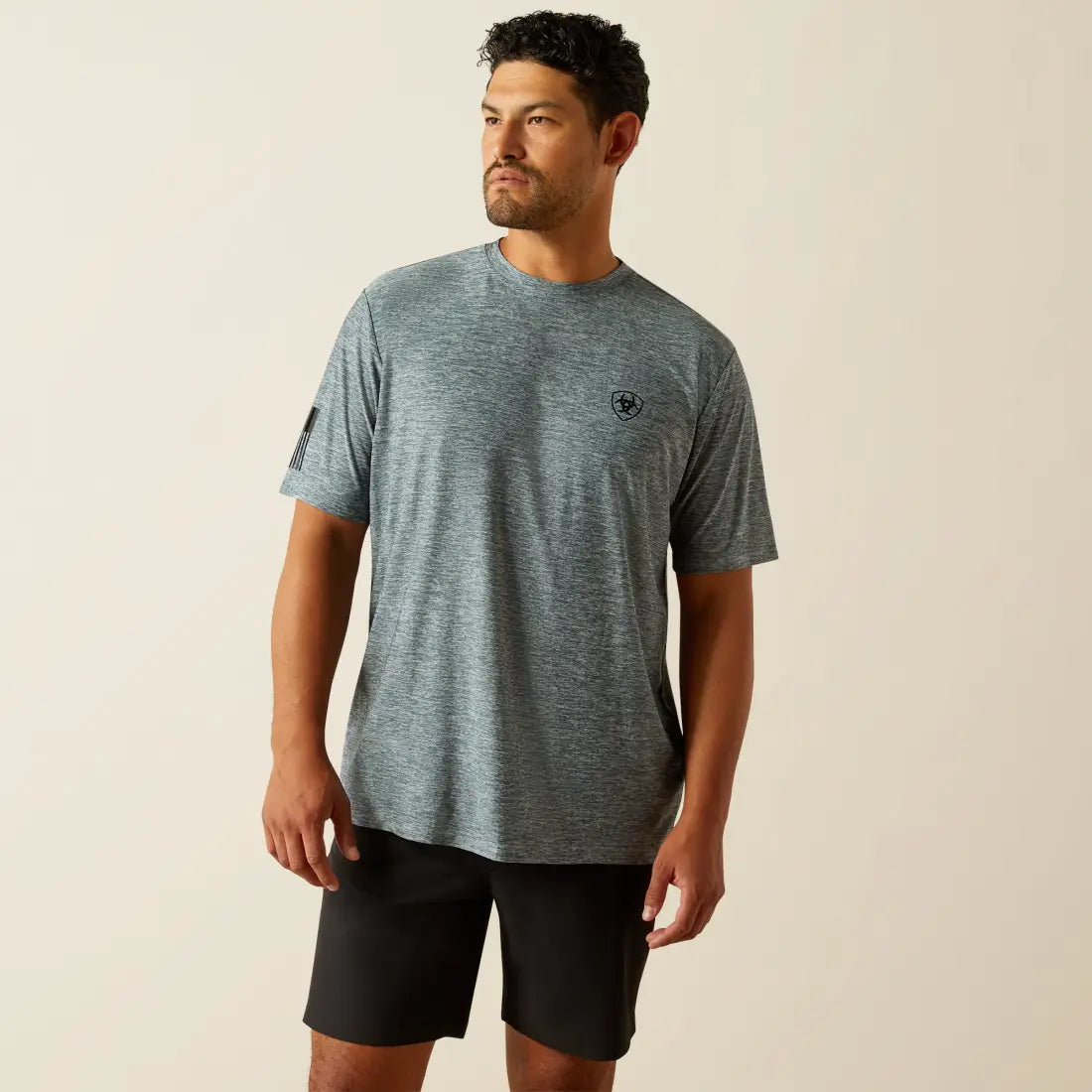 $15: Ariat Men’s TEK Newsboy Blue Vertical Gradient Charger T-Shirt Medium Sale Men’s T-Shirt