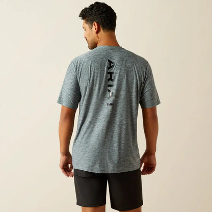 $15: Ariat Men’s TEK Newsboy Blue Vertical Gradient Charger T-Shirt Medium Sale Men’s T-Shirt