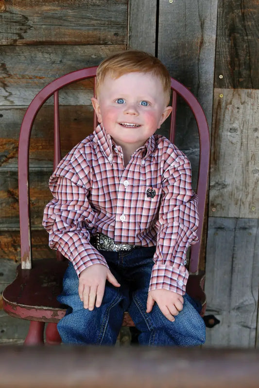 $15: Cinch Boy’s Infant Multi Windowpane Plaid Western Shirt 3-6M Sale Boy’s Infant