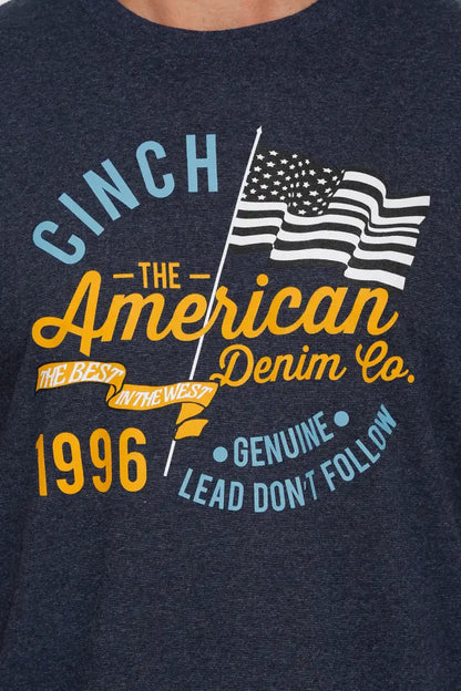 $15: Cinch Men’s American Denim Print Navy T-Shirt Sale Men’s T-Shirt
