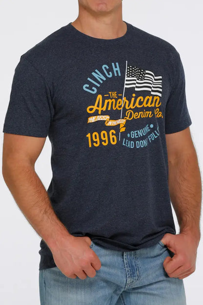 $15: Cinch Men’s American Denim Print Navy T-Shirt Sale Men’s T-Shirt