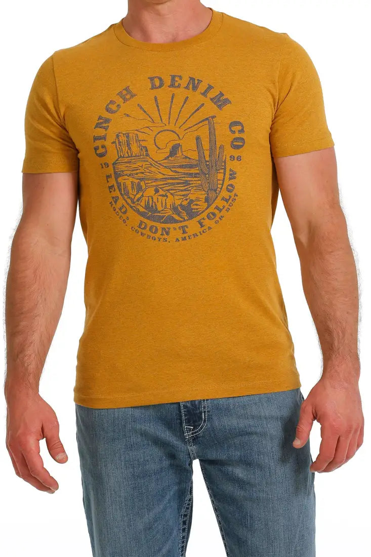 $15: Cinch Men’s Gold Demin Co. Sunset T-Shirt Sale Men’s T-Shirt