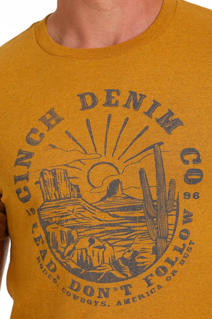 $15: Cinch Men’s Gold Demin Co. Sunset T-Shirt Small Sale Men’s T-Shirt