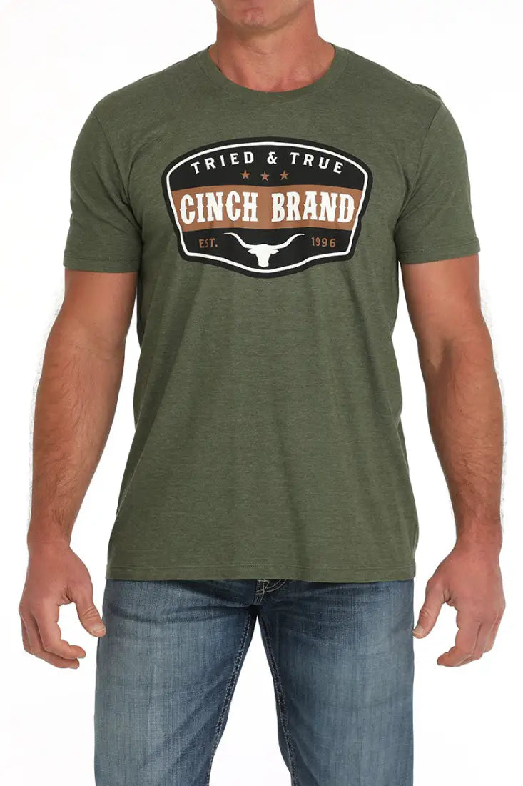 $15: Cinch Men’s Olive Tried & True T-Shirt Small Sale Men’s T-Shirt