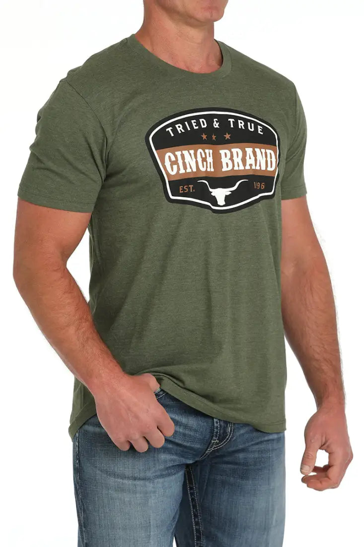 $15: Cinch Men’s Olive Tried & True T-Shirt Small Sale Men’s T-Shirt