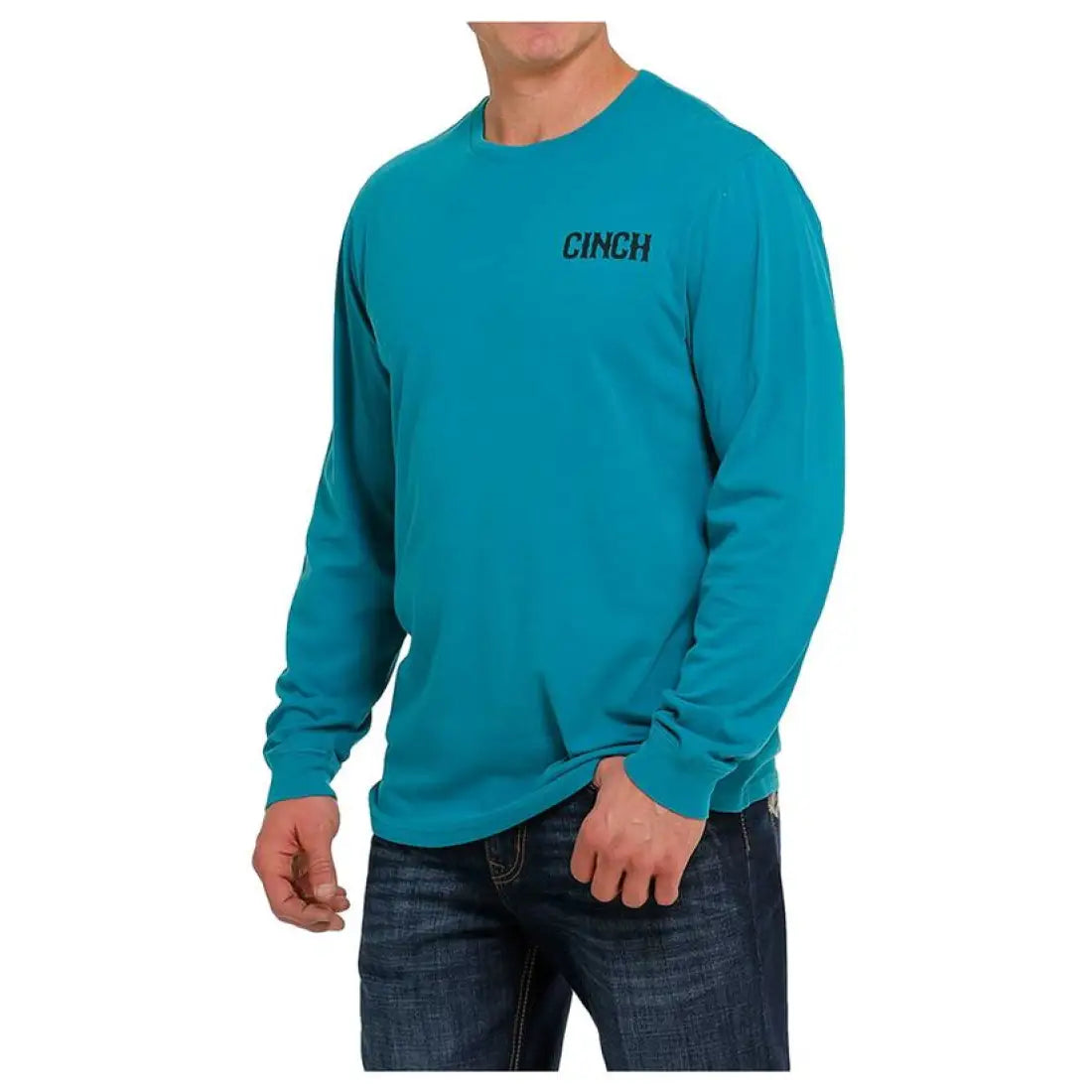 $15: Cinch Men’s Teal Square Rope Long Sleeve T-Shirt Sale Men’s T-Shirt